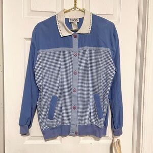 Vintage deadstock NWT teddi made in USA gingham blue lightweight jacket Sz M